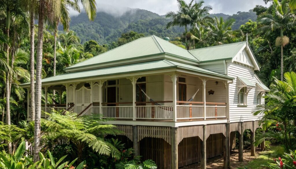 Queensland tropical house surrounded by lush rainforest